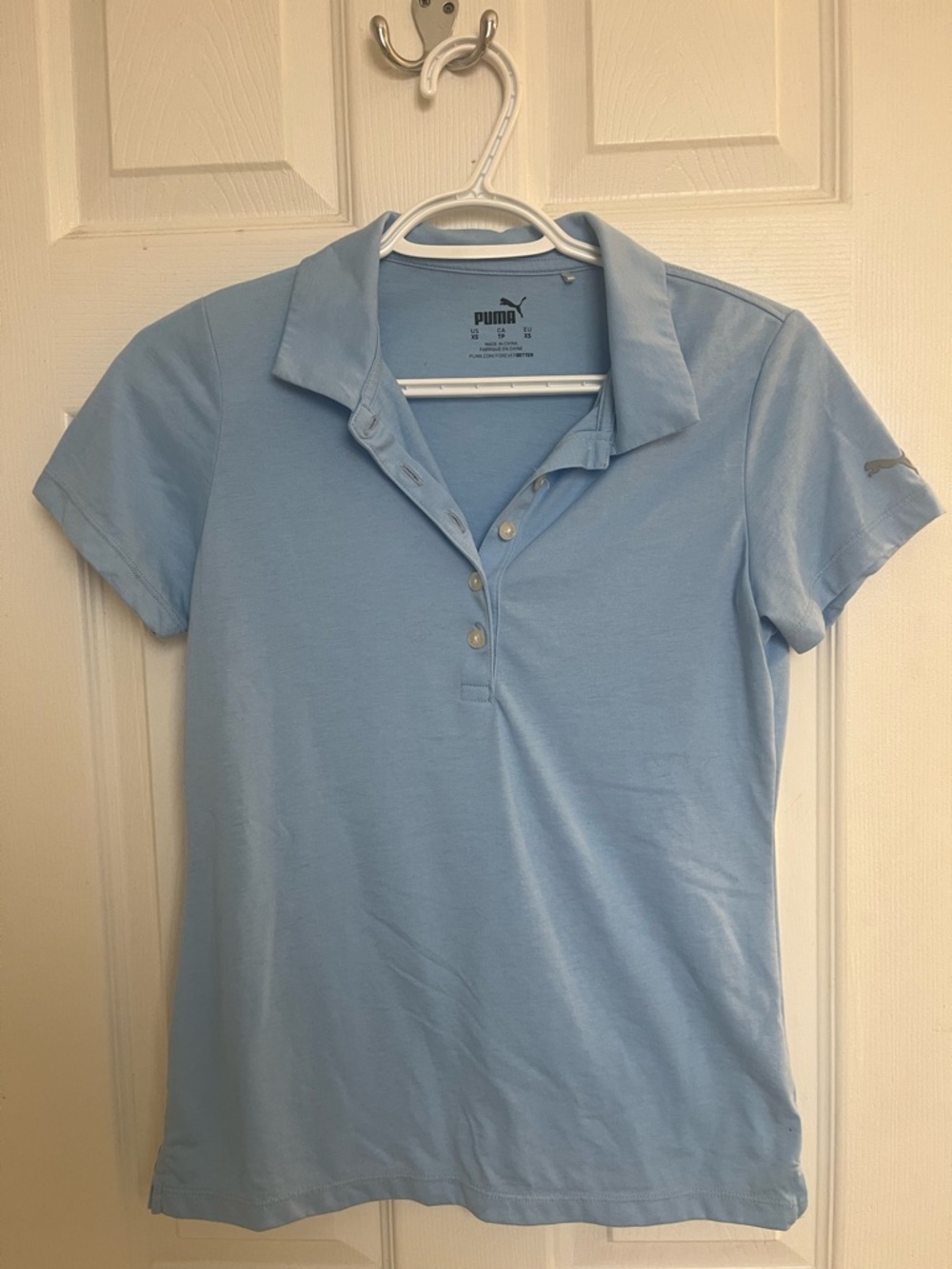 Puma Women's Light Blue Button-Down Golf Polo